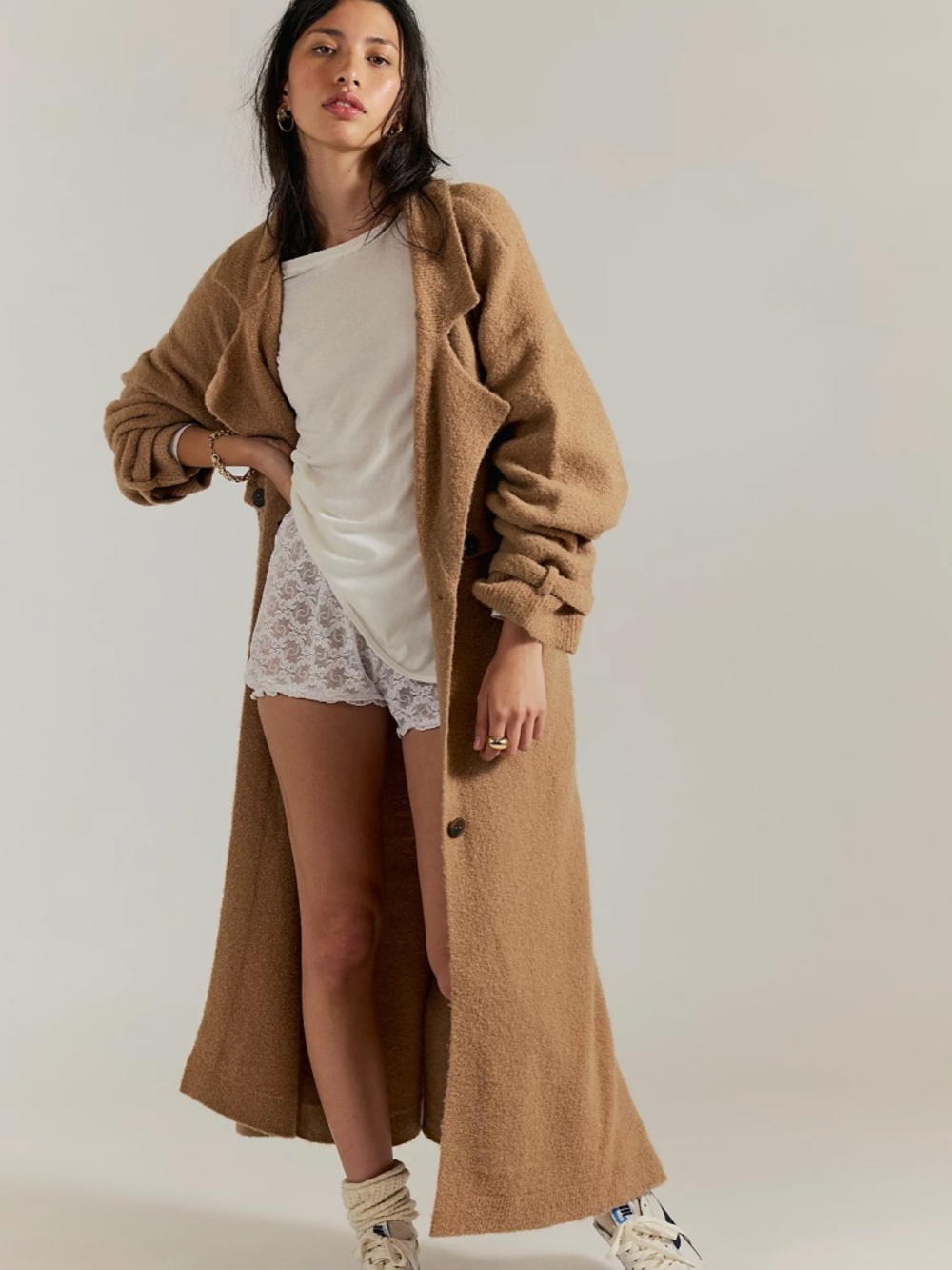 We The Free 'Trespass' Trench Sweater in Honey / Morning Sand (NWT) - Picture 2 of 5